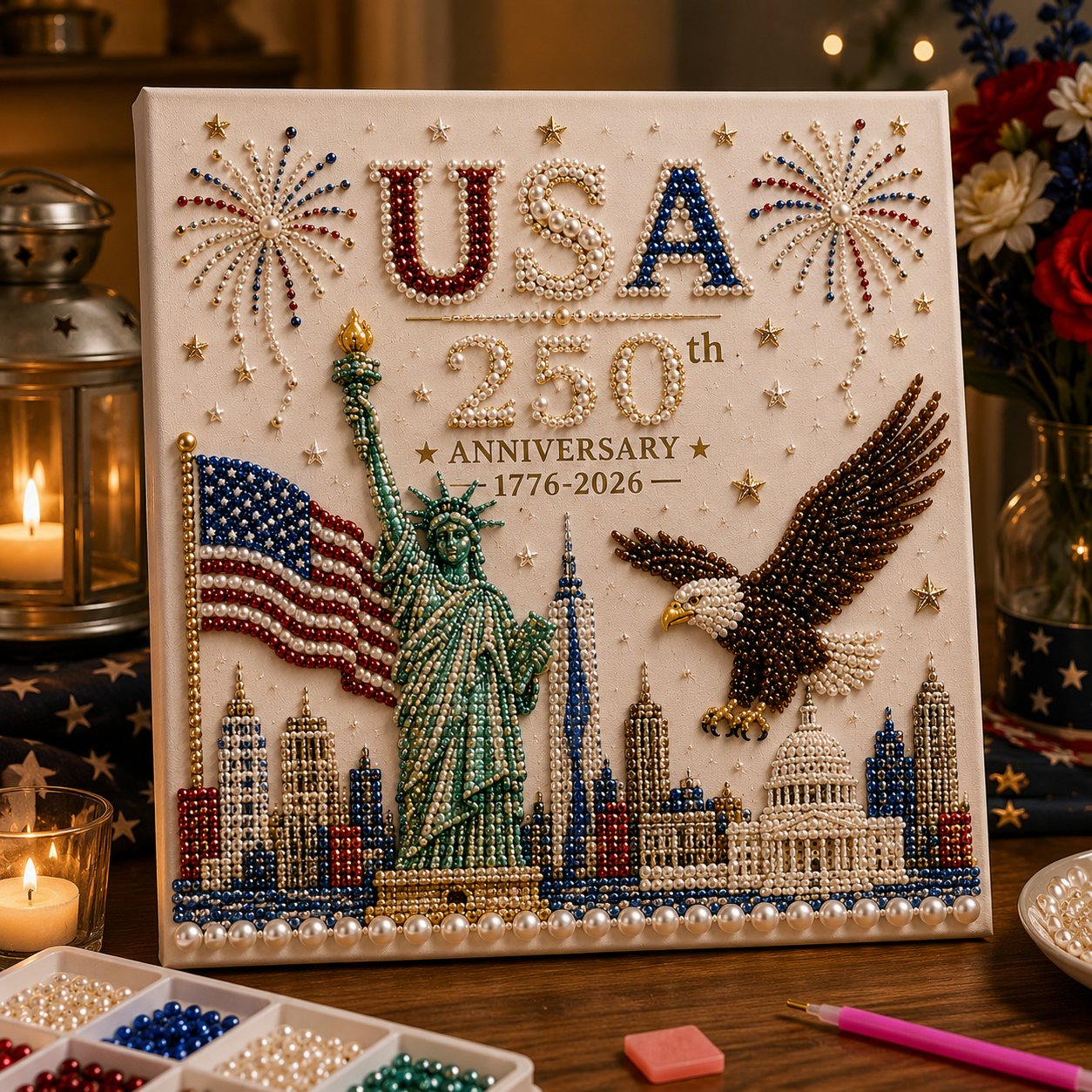 🇺🇸 USA 250th Anniversary DIY Pearl Painting Kit ✨❤️🔥