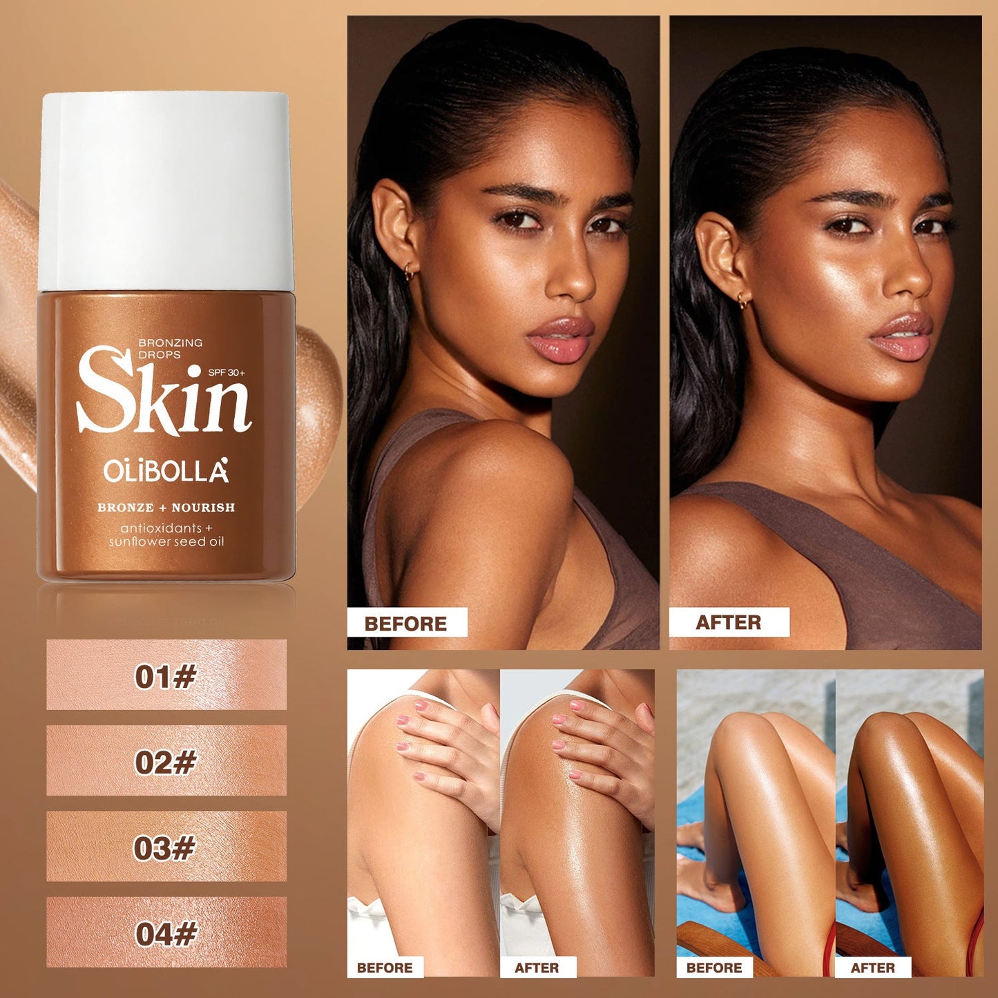 🤎 Bronzing Drops Tinted Serum 🌿 No Heavy Makeup Needed-8QY1