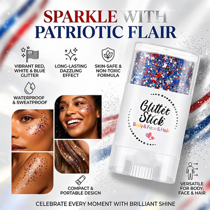 🥳2026 HOT SALE💞3 in 1 Patriotic Glitter Body Stick Red White Blue Glow